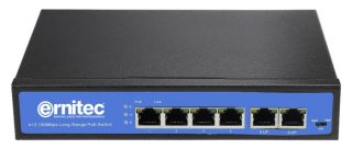 Ernitec Unmanaged ,  4 x 10/100Mbps PoE Ports, 2 x 10/100Mbps RJ45 Uplink Ports