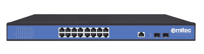 Ernitec Managed Layer 2 Switch, 16 Gigabit ports, 2 Gigabit SFP ports