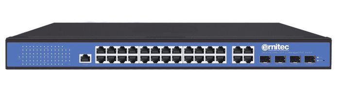 Ernitec Managed Layer 2, 24 Gigabit ports, 4 Gigabit SFP ports.