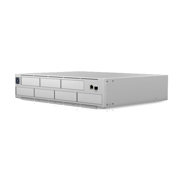 Ubiquiti (1) x 10/100/1000 Mbps RJ45 Ethernet, (1) x 1/10 Gbps SFP+ Ethernet, 7 x 2.5"/3.5" HDD bays, EU